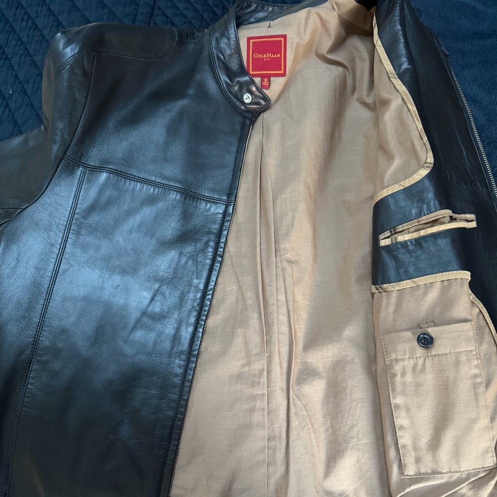 Cole Haan 
Lambskin Black Leather 
Size M